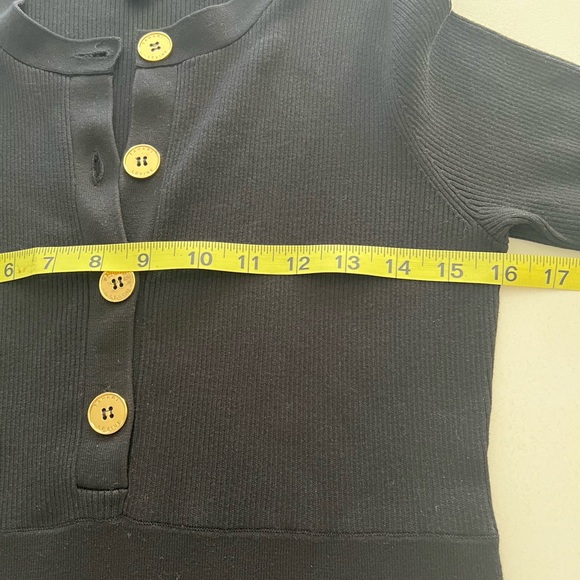 Tahari ASL Black Mini Dress with Gold Buttons XS Silk/Cotton Blend - Picture 5 of 9